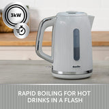 Breville Bold Ice Grey Electric Kettle | 1.7L | 3kW Fast Boil | Grey & Silver Chrome