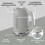 Breville Bold Ice Grey Electric Kettle | 1.7L | 3kW Fast Boil | Grey & Silver Chrome