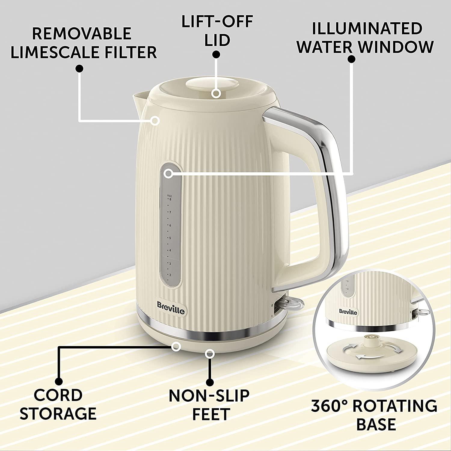 Breville Bold Vanilla Cream Electric Kettle 1.7L 3kW Fast Boil C Gadget Station