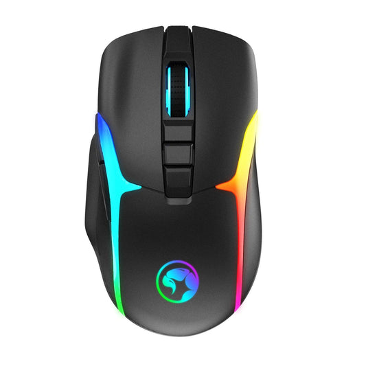 Marvo Scorpion M729W Wireless Gaming Mouse, Rechargeable, RGB with 7 Lighting Modes, 6 adjustable levels up to 4800 dpi, Gaming Grade Optical Sensor with 7 Buttons, Black