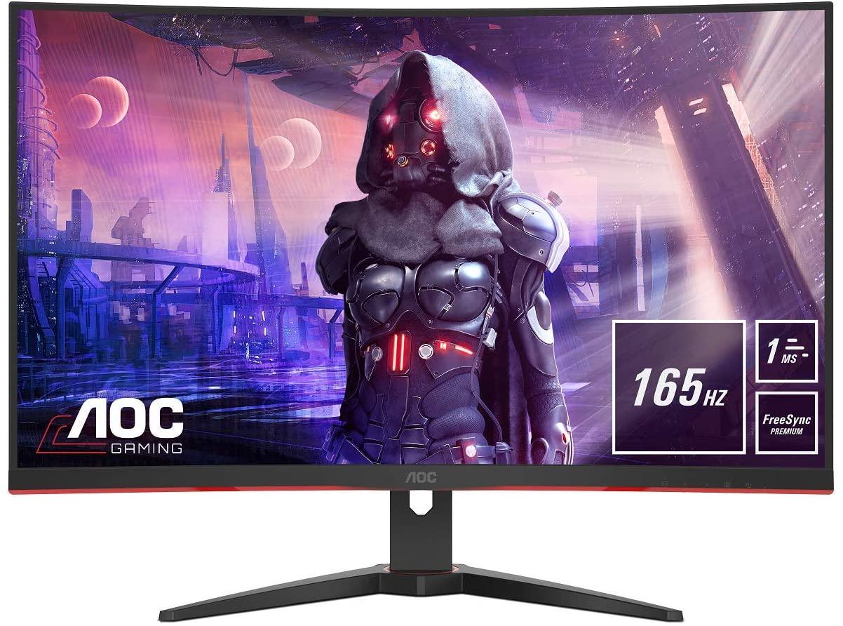 AOC Gaming C32G2AE 80 cm (31.5 Inch) Curved Monitor (HDMI, DisplayPort, 1ms Response Time, 1920 x 1080 Pixels, 165 Hertz, FreeSync Premium) Black/Red