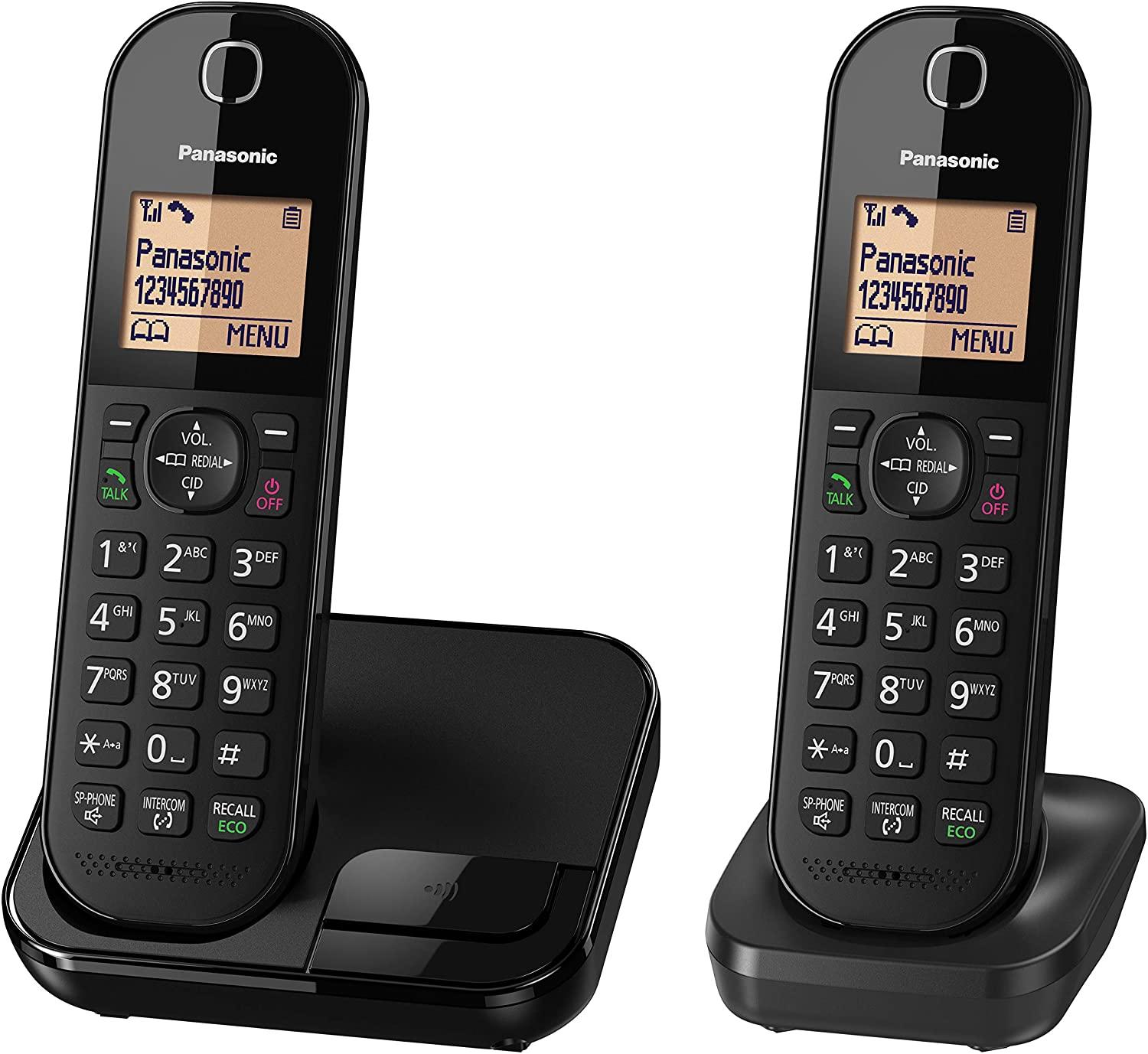 Panasonic KX-TGC41 Digital Cordless Phone with Nuisance Call Blocker, speakerphone and call waiting - Black (Pack of 2)