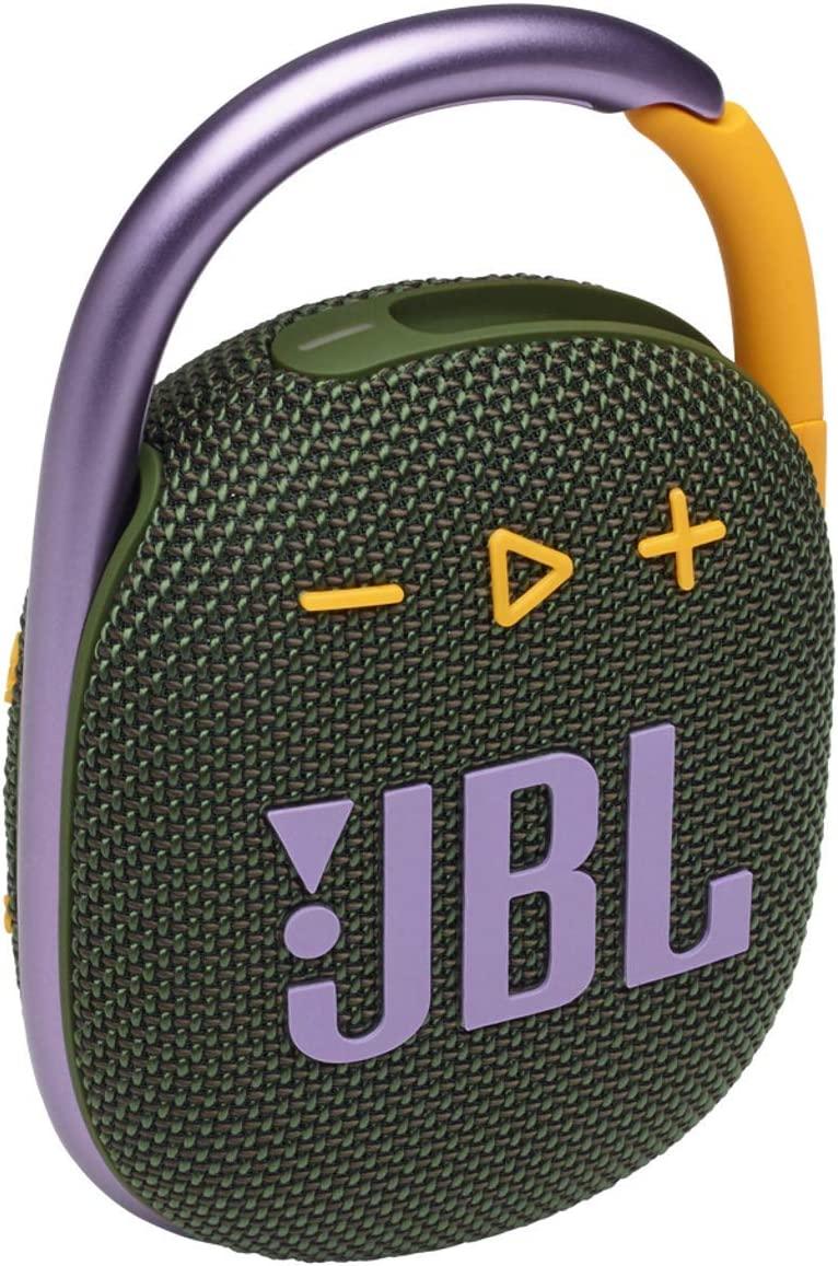 JBL Clip 4 Bluetooth portable speaker with integrated carabiner, waterproof and dustproof, Green