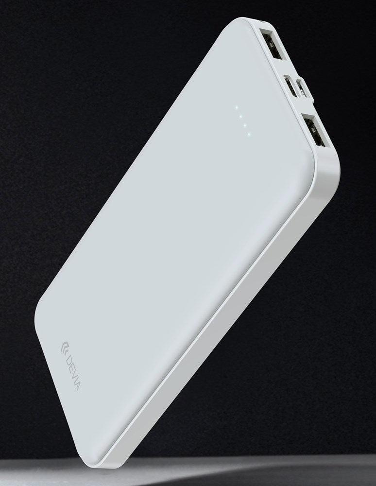 Devia 10,000mAh Kintone Dual Port LED Indicator Powerbank White