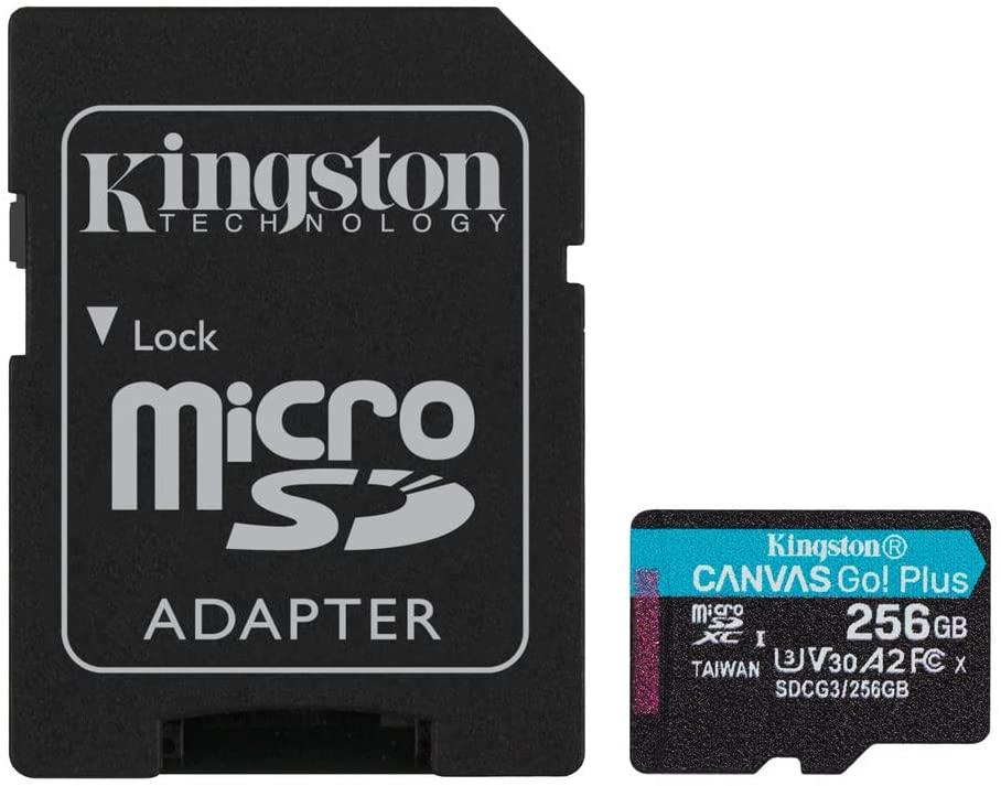 Kingston SDCG3/256GB micro SD Card (128 GB microSDXC Canvas Go Plus 170R A2 U3 V30 With SD Adaptor)