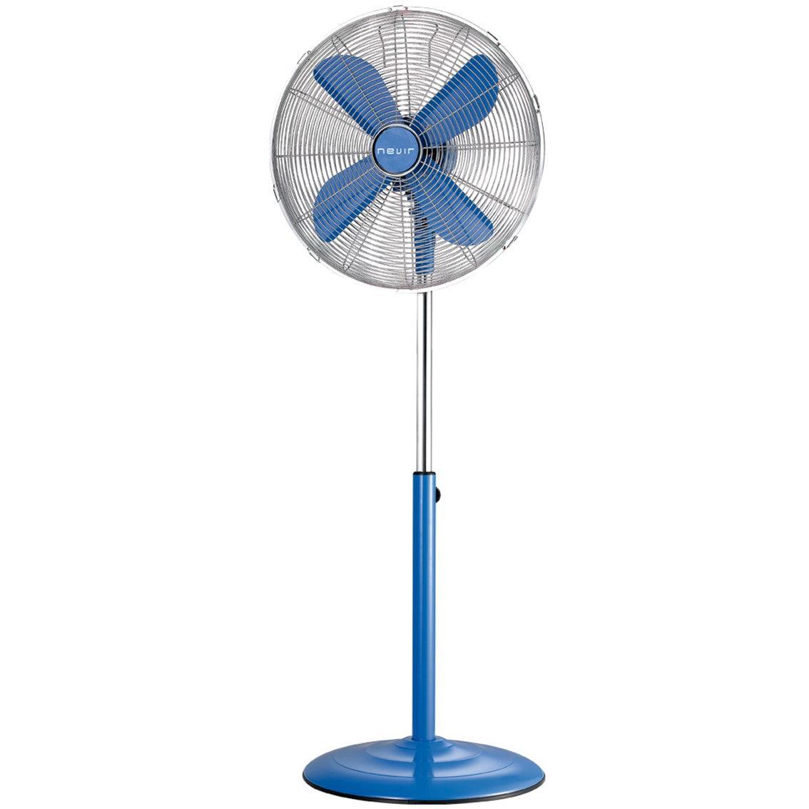 Nevir Stand Fan 40Cm 50W 3 Speed Metallic Chrome Aluminum BLUE Blades