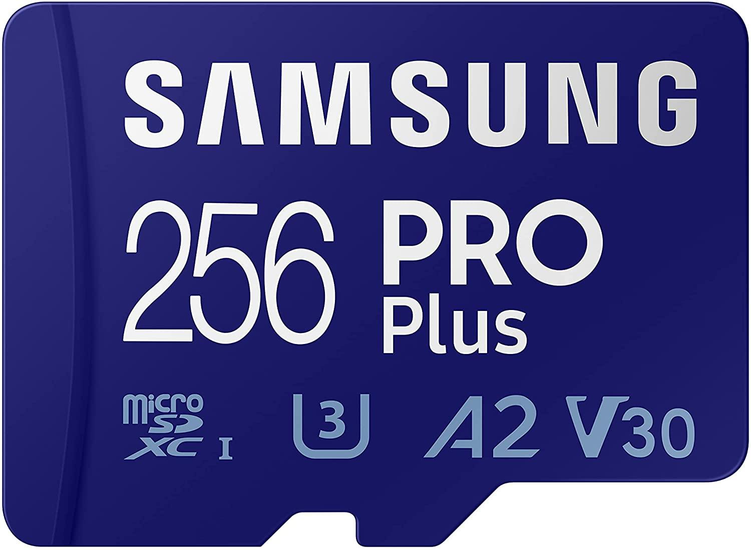 Samsung Pro Plus 256GB 4K Ready MicroSDXC Memory Card UHS-I U3 with SD Adapter, Class U3/V30/A2, 160MB/s Read, Adapter Included (2021 Model), for Nintendo Switch, Drone, GoPro