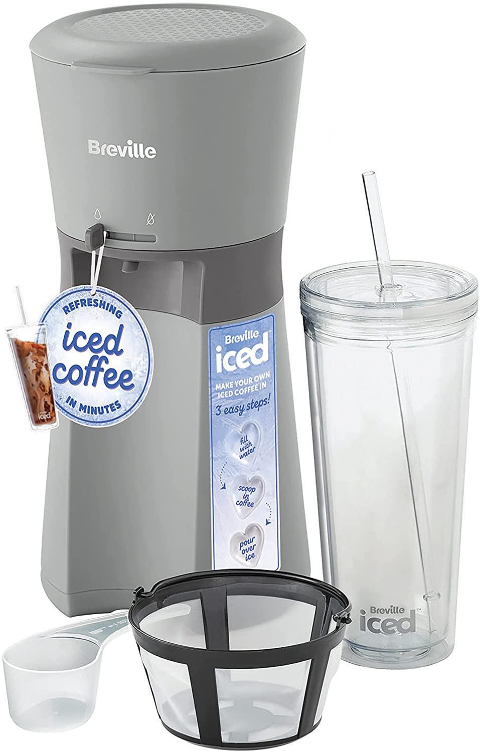 Breville Iced Coffee Maker | Plus Coffee Cup with Straw | Ready in Under 4 Minutes | Grey