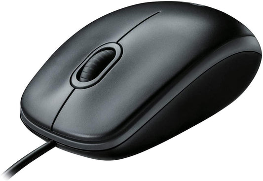 Logitech B100 Wired USB Mouse, 3-Buttons, 1000dpi and Optical Tracking, Ambidextrous Design for PC, Mac and Laptop, Black