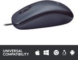 Logitech B100 Wired USB Mouse, 3-Buttons, 1000dpi and Optical Tracking, Ambidextrous Design for PC, Mac and Laptop, Black