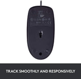 Logitech B100 Wired USB Mouse, 3-Buttons, 1000dpi and Optical Tracking, Ambidextrous Design for PC, Mac and Laptop, Black