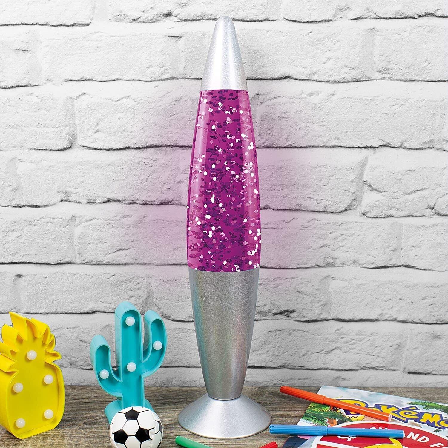 Pink Glitter Lava Lamp /Silver Base /Retro Nostalgia /Relaxing Mood Light /Decorative Illumination