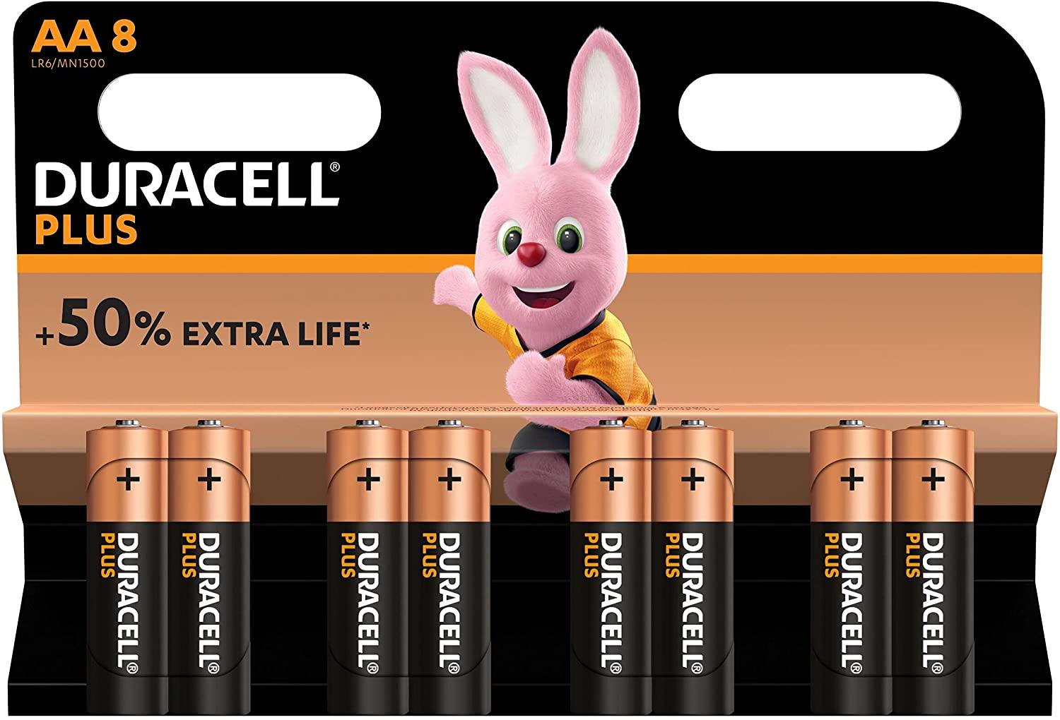 Duracell Plus Power Batteries AA, Pack of 8 Plus Power Long Lasting Power Guaranteed