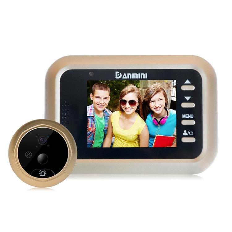 Danmini Q8 2.4 inch Color Screen 1.0MP Security Camera No Disturb Peephole Viewer, Support TF Card (32GB Max) / Night Vision / PIR Motion Detection (Gold)