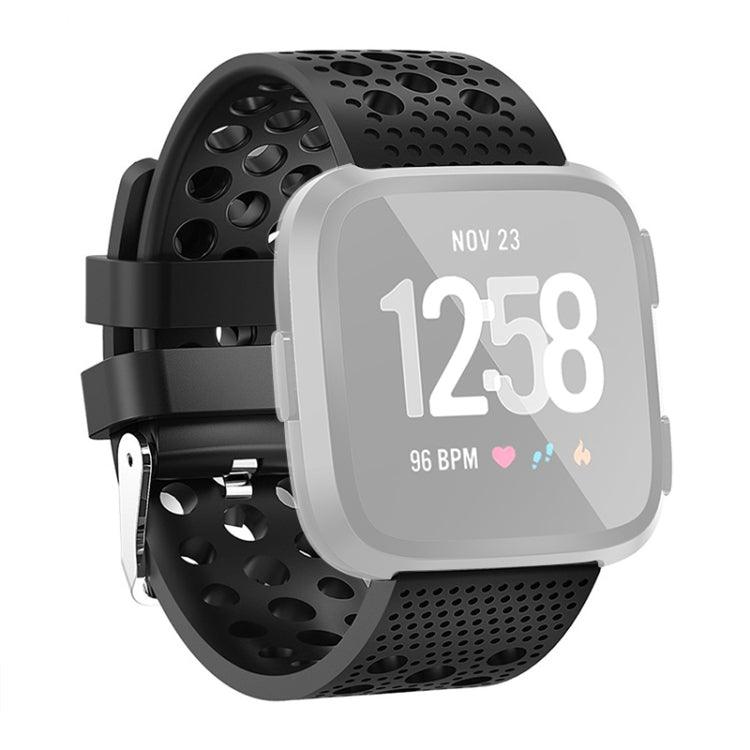 Smart Watch Venting Circle Hole Wrist Strap Watchband Fitbit Versa 4, Versa 3 (Black)
