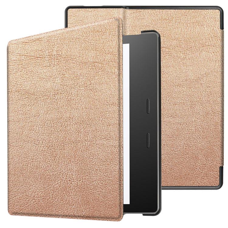 Tri-fold Cowhide Texture Horizontal Flip Leather Case Cover for Amazon Kindle oasis (2019), with Holder & Sleep / Wake-up Function (Rose Gold)