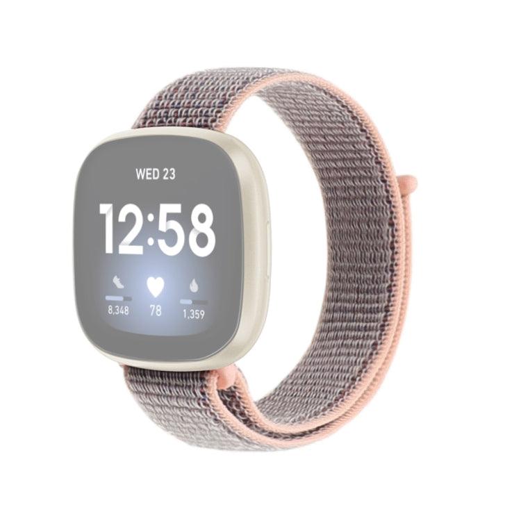 Fitbit Versa 4, Versa 3 Nylon Loop Replacement Strap Watchband (Pink Sand)