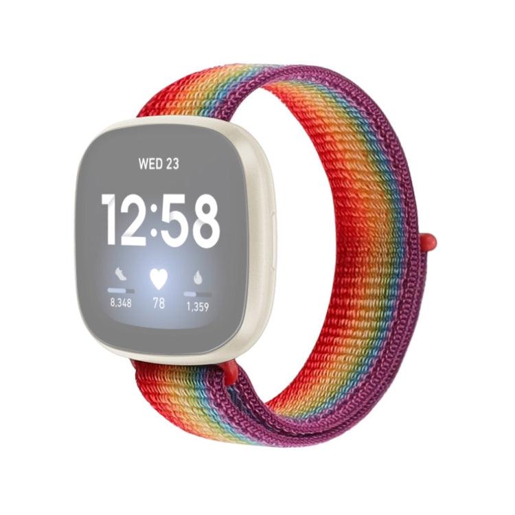 Fitbit Versa 4, Versa 3 Nylon Loop Replacement Strap Watchband (Rainbow)