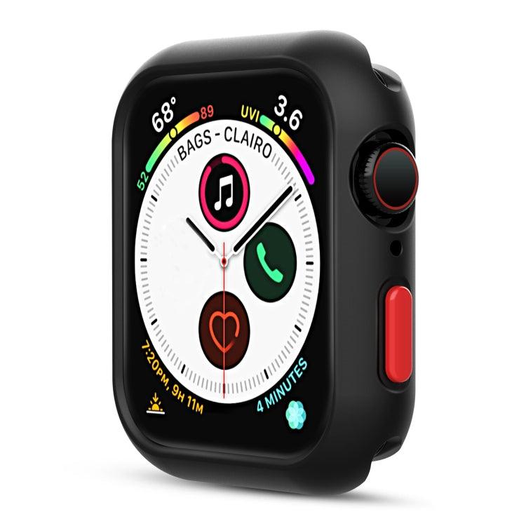 Silicone Frame Protective Case Cover For Apple Watch Series 9, 8, 7, 6, SE, 49mm, 45mm, 44mm, 42mm (Black Red)