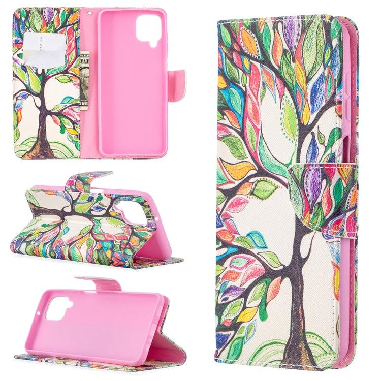 Samsung Galaxy A12 Pattern Horizontal Flip Leather Case Cover with Holder & Card Slots & Wallet (Life Tree)