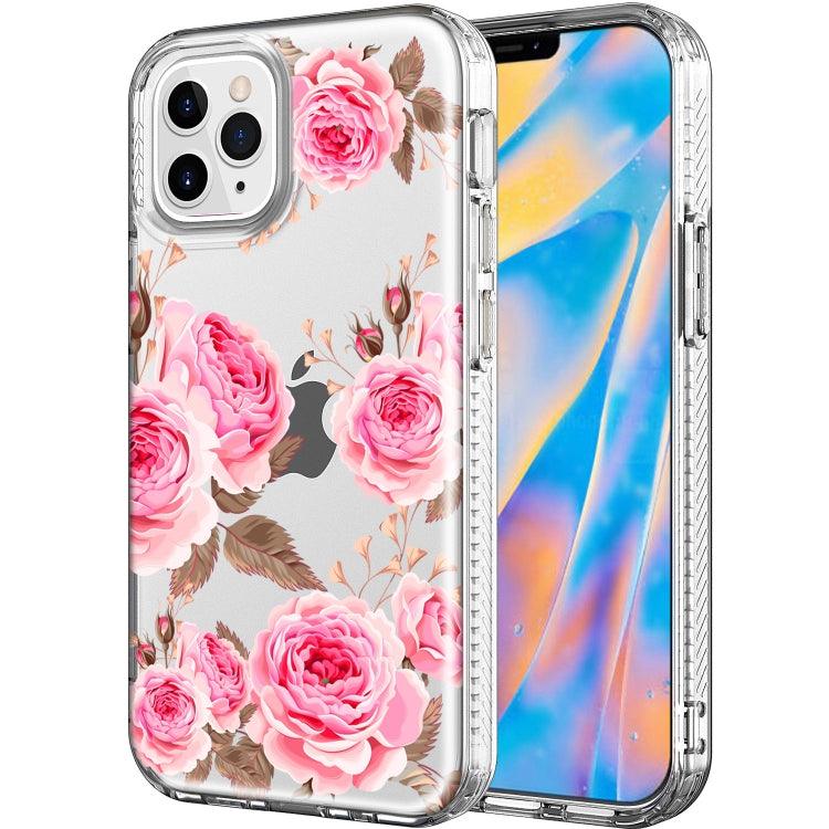 Shockproof Electroplating IMD Protective Case Cover For Apple iPhone 12 / 12 Pro (GWL004BL Flower)