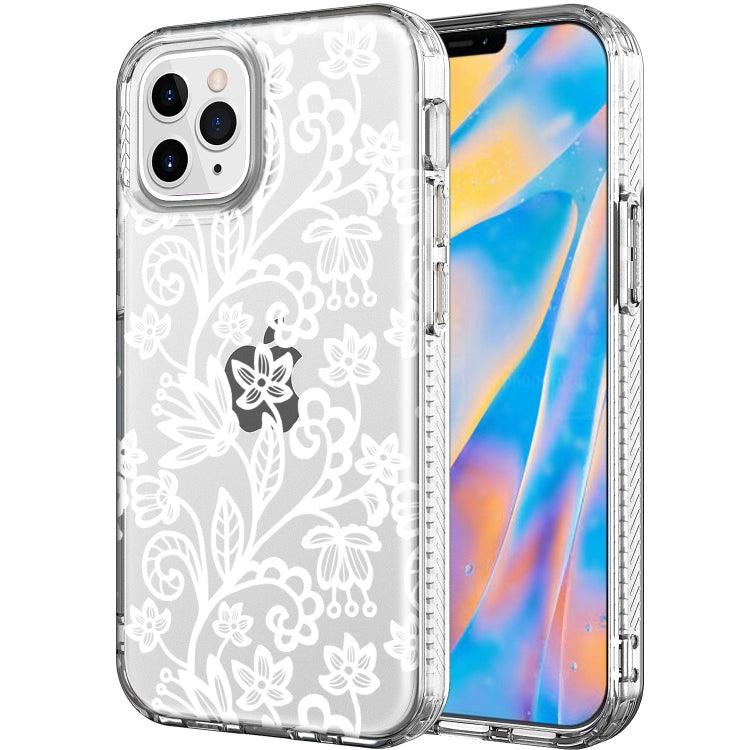 Shockproof Electroplating IMD Protective Case Cover For Apple iPhone 12 / 12 Pro (GWL024BL Lace Flower)