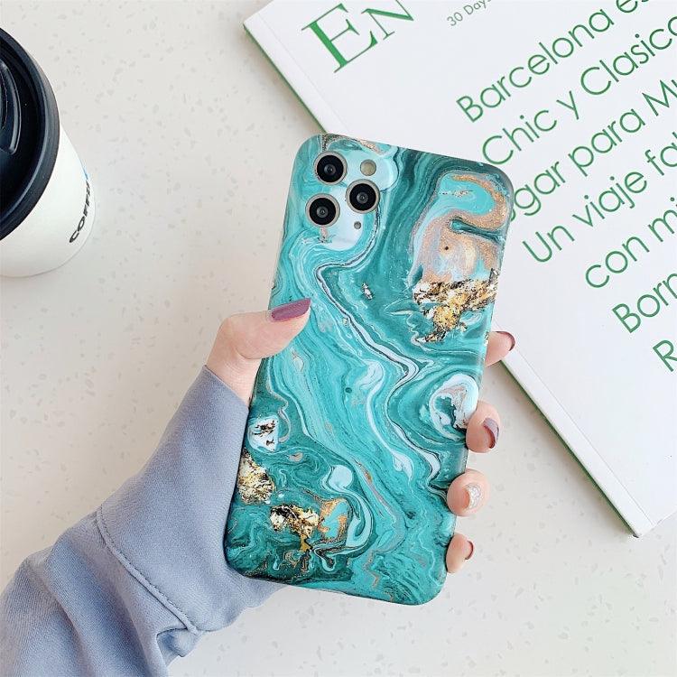 Marble Pattern Fine Hole Protective Case For iPhone 12 Pro (Gilt Green)