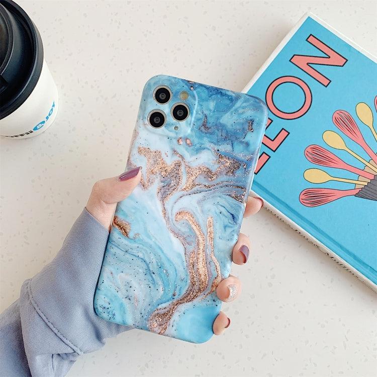 Marble Pattern Fine Hole Protective Case For iPhone 12 Pro (Gilt Blue)