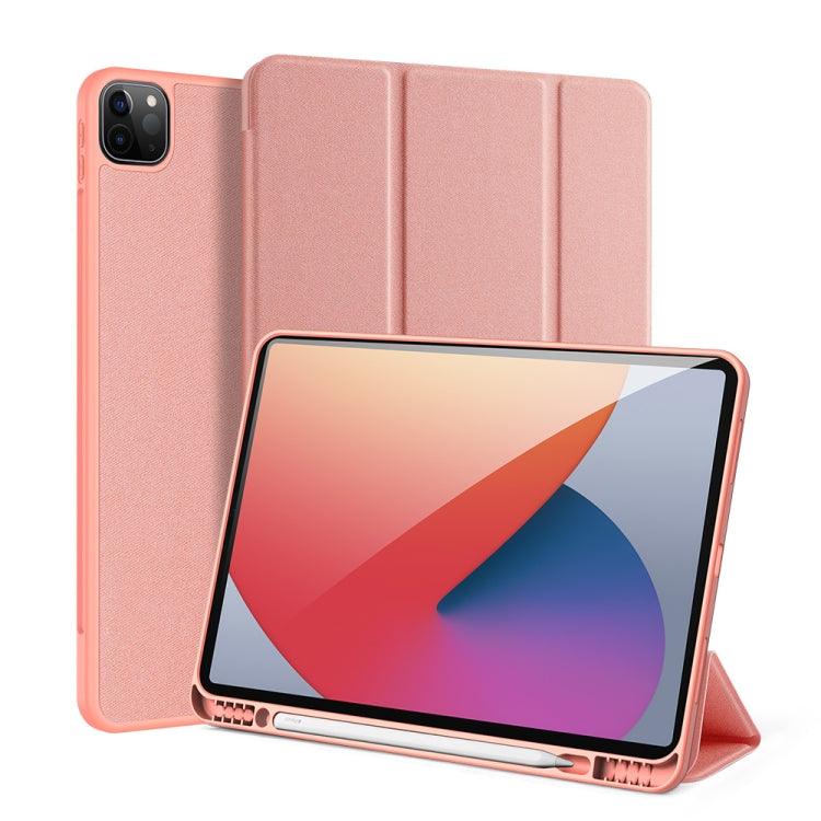 DUX DUCIS Domo Series Horizontal Flip Magnetic Leather Tablet Case Cover with Three-folding Holder & Pen Slot & Sleep / Wake-up Function Apple iPad Pro 12.9 (2021) / (2020) (Pink)