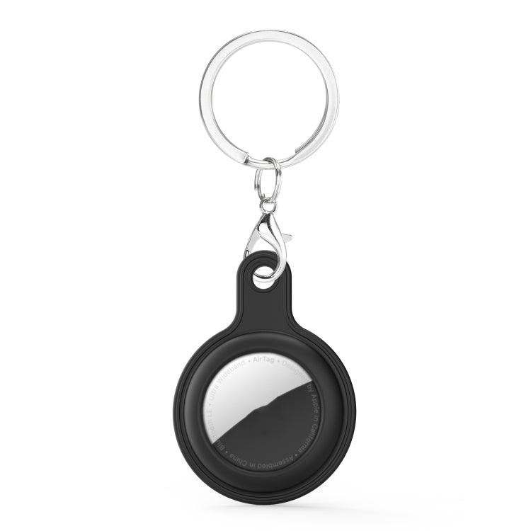 Gel Leather Case Cover with Switchable Keychain Ring for AirTag (Black)