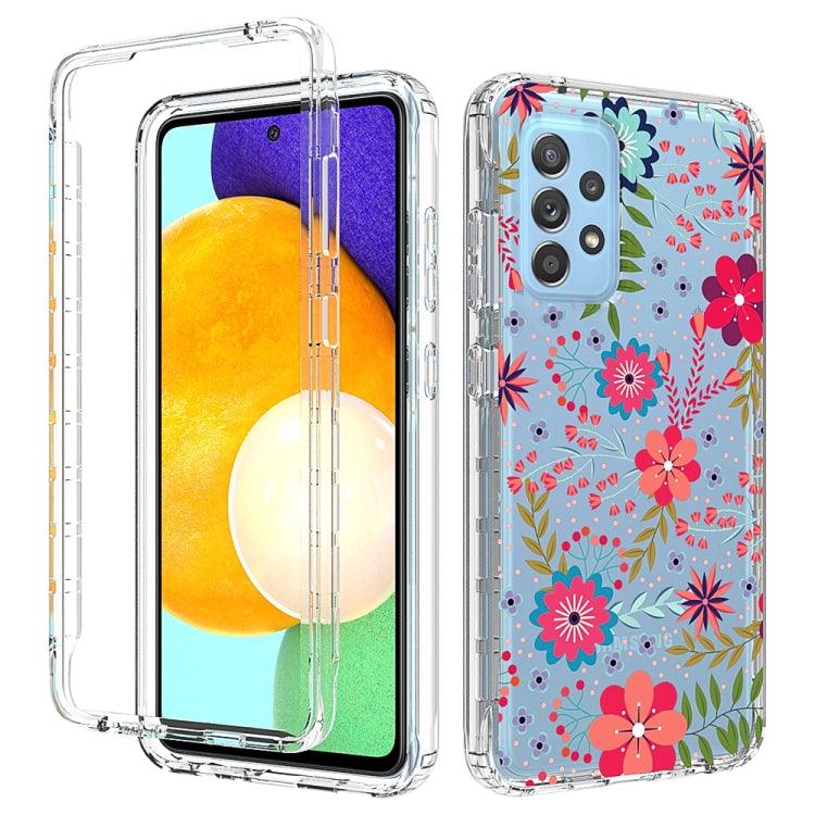 Samsung Galaxy A52 / A52s 5G / 4G 2 in 1 High Transparent Painted Shockproof Protective Case Cover (Small Floral)