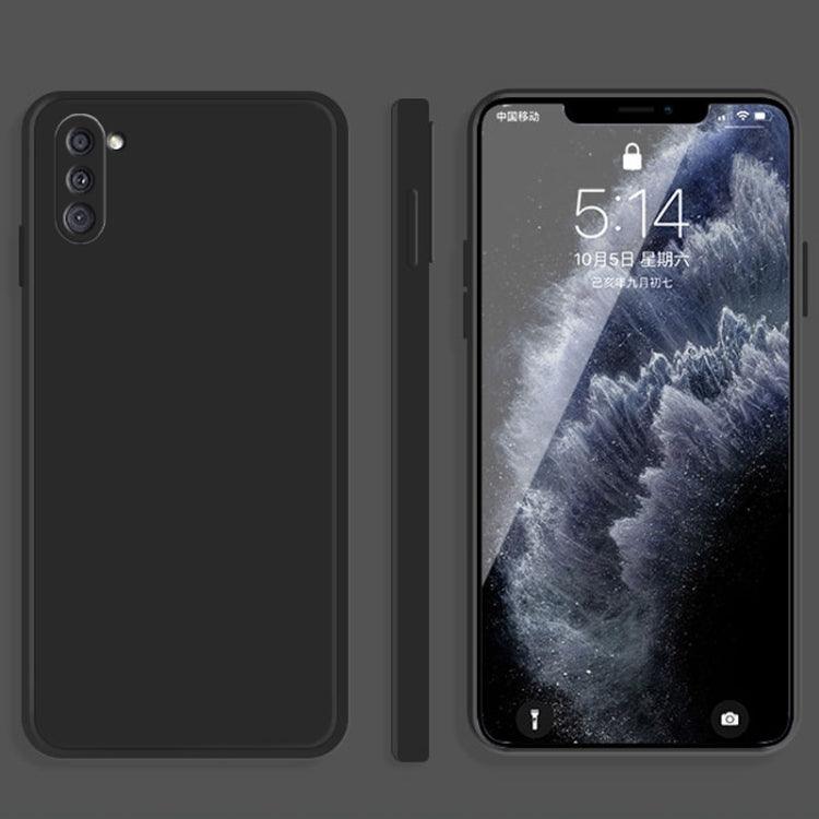 Samsung Galaxy A11 Solid Color Imitation Liquid Silicone Straight Edge Dropproof Full Coverage Protective Case Cover (Black)