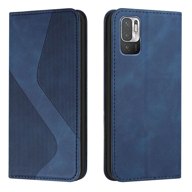 Xiaomi Poco M3 Pro 4G / Poco M3 Pro 5G / Redmi Note 10 5G Skin Feel Magnetic S-type Solid Color Horizontal Flip Leather Case with Holder & Card Slot & Wallet (Blue)