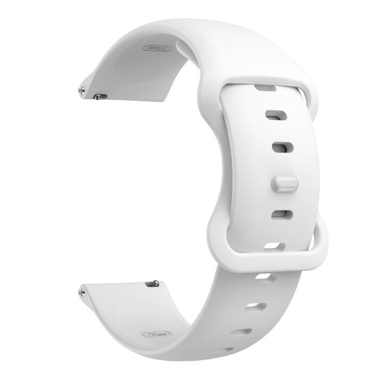 22mm Samsung Galaxy Watch Active 3 45mm Butterfly Buckle Silicone Replacement Strap Watchband (White)