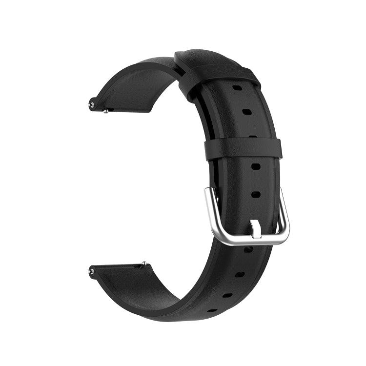 Samsung Galaxy Watch and Huawei Watch 3 / 3 Pro 22mm Round Tail Leather Watch Band Strap (Black)