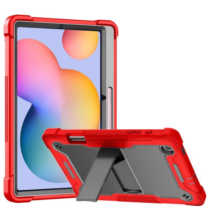 Samsung Galaxy Tab S6 Lite Silicone + PC Shockproof Protective Case with Holder (Red + Black)