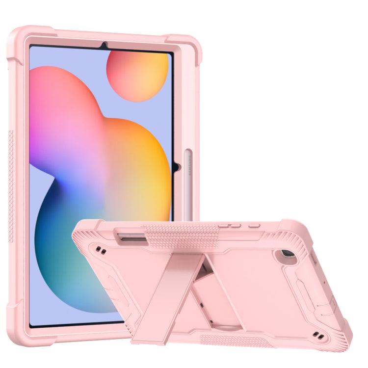 Samsung Galaxy Tab S6 Lite Silicone + PC Shockproof Protective Case with Holder (Rose Gold)