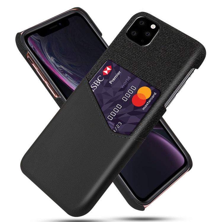 Cloth Texture PC + PU Leather Back Cover Shockproof Case Cover with Card Slot Apple iPhone 11 Pro Max (Black)