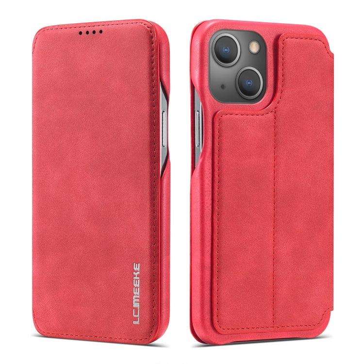 Apple iPhone 13 LC.IMEEKE Hon Ancient Series Horizontal Flip Leather Case Cover with Holder & Card Slot (Red)