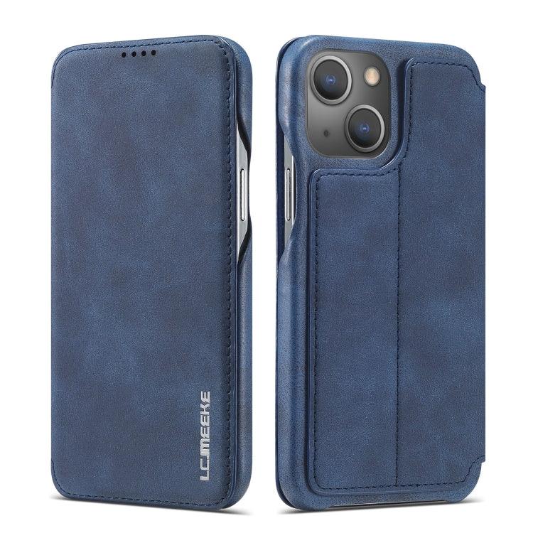 Apple iPhone 13 LC.IMEEKE Hon Ancient Series Horizontal Flip Leather Case Cover with Holder & Card Slot (Blue)