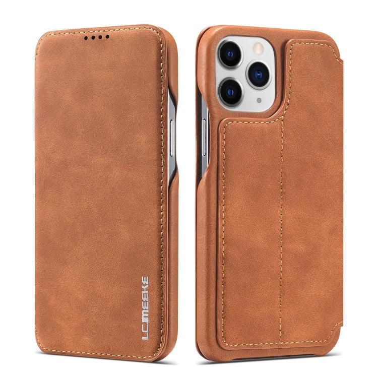 Apple iPhone 13 Pro Max LC.IMEEKE Hon Ancient Series Horizontal Flip Leather Case Cover with Holder & Card Slot  (Brown)