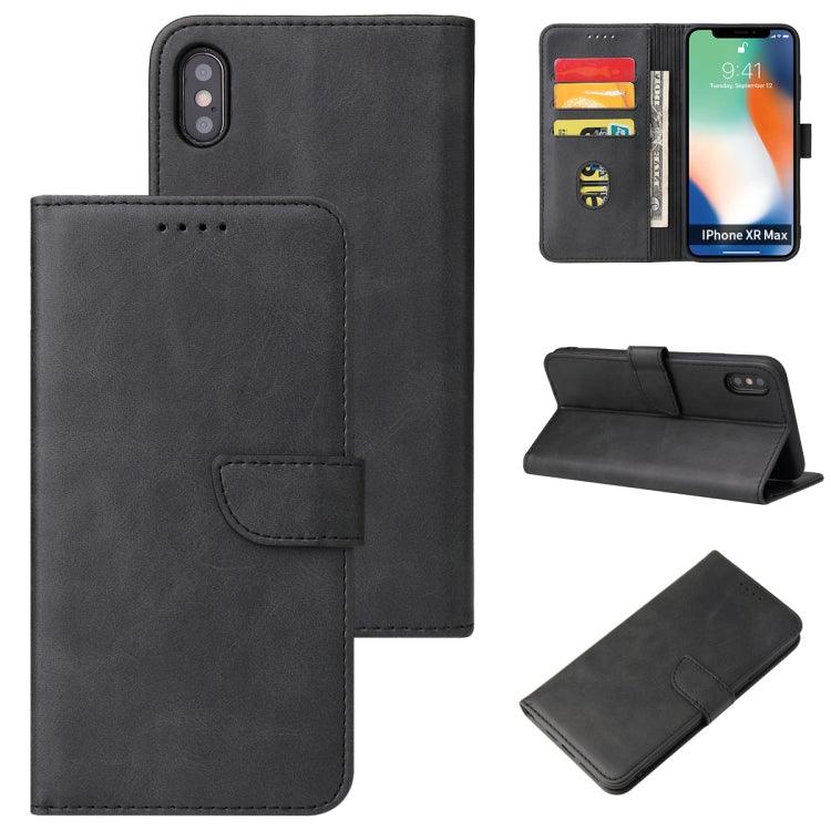 Apple iPhone X / XS Calf Texture Buckle Horizontal Flip Leather Case Cover with Holder & Card Slots & Wallet (Black)