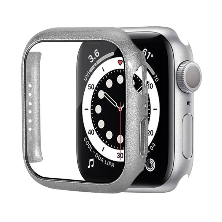 Shockproof PC Protective Case Cover with Tempered Glass Film Apple Watch Series 7 41mm (Silver)