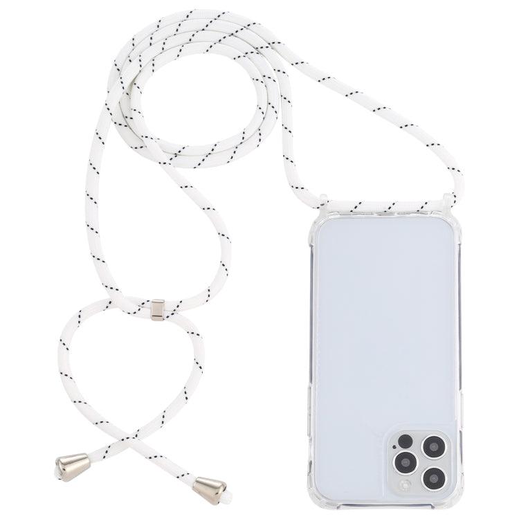 Apple iPhone 13 Transparent Acrylic Airbag Shockproof Phone Protective Case Cover with Lanyard (White Grey Fine Lines)