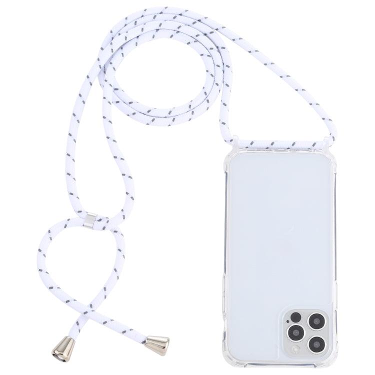 Apple iPhone 13 Transparent Acrylic Airbag Shockproof Phone Protective Case Cover with Lanyard (White Grey Rough Grain)