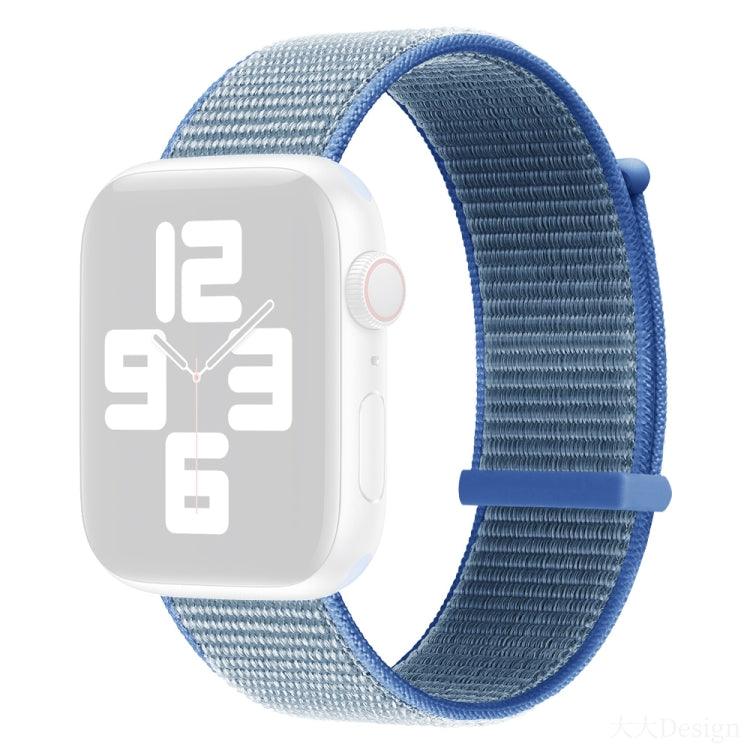Hook and Loop Fastener Dual Section Replacement Watchband Strap Band For Apple Watch Series 9, 8, 7, 6, SE, 41mm, 40MM, 38mm (Lake Blue)