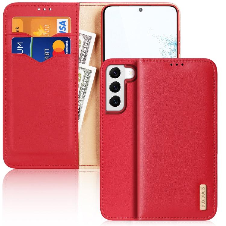 Samsung Galaxy S22 5G DUX DUCIS Hivo Series Cowhide Texture Leather Phone Case Cover (Red)