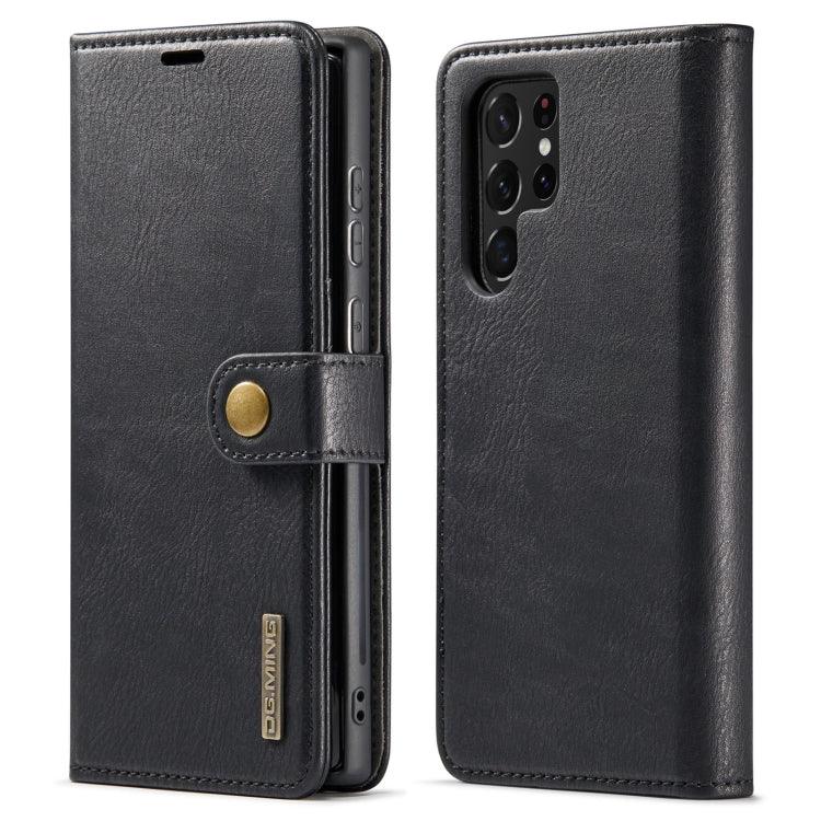 Samsung Galaxy S22 Ultra 5G DG.MING Crazy Horse Texture Detachable Magnetic Leather Phone Case Cover (Black)
