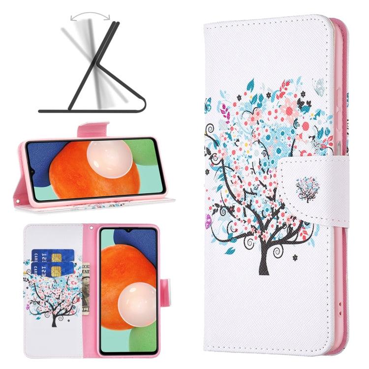 Samsung Galaxy A13 4G Colored Drawing Pattern Leather Phone Case Cover (Little Tree)