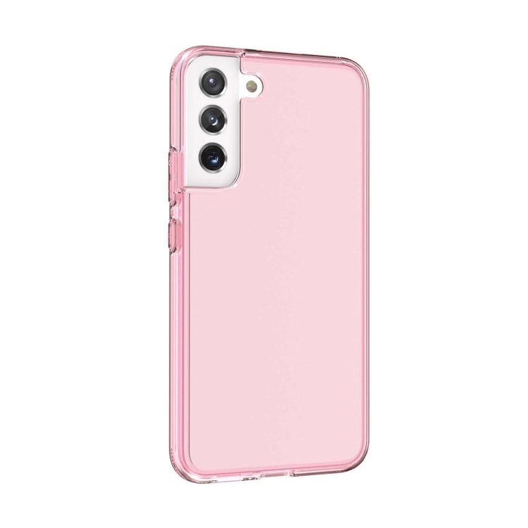 Samsung Galaxy S21 FE 5G Shockproof Terminator Style Transparent Protective Phone Case Cover (Pink)